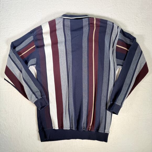 Vintage 90's Knight of Round Table Sweater Polo Long Sleeve Stripes 1XLT - Picture 4 of 7